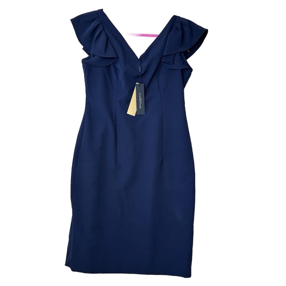 Donna Karan New York NWT Cap Sleeve Dress Above Knee Party Sheath Size 6 Blue - Picture 1 of 16